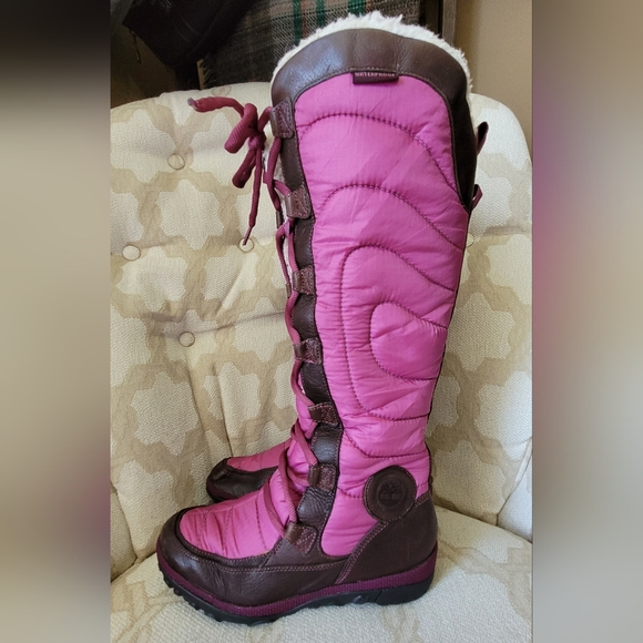 TIMBERLAND CASTLE MOUNTAIN LACE-UP TALL QUILTED WINTER BOOTS SMARTWOOL SZ 7 M - Picture 3 of 16